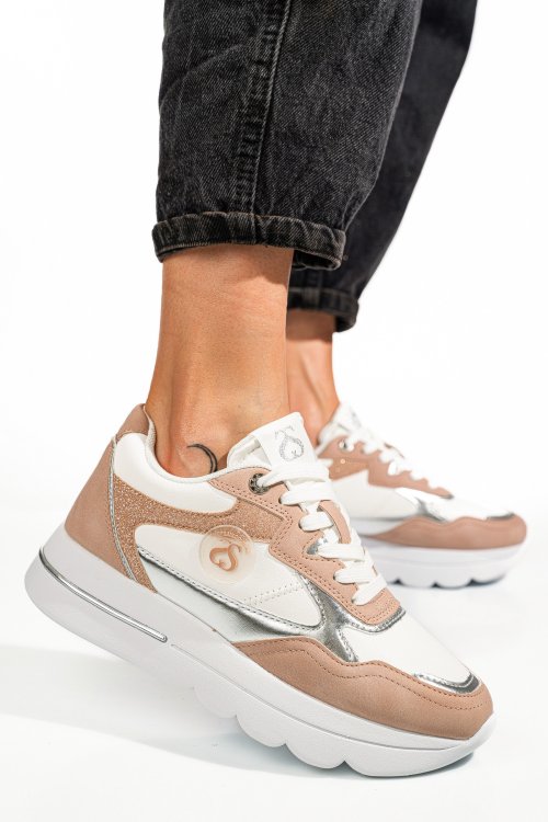 Soprani couture, pantofi sport white nude scw422p09