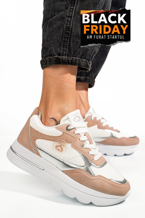 Soprani couture, pantofi sport white nude scw422p09