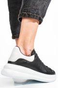 PANTOFI SPORT NEGRU ALB PIELE NATURALA 4S77421