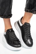 PANTOFI SPORT NEGRU ALB PIELE NATURALA 4S77421