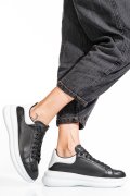 PANTOFI SPORT NEGRU ALB PIELE NATURALA 4S77421