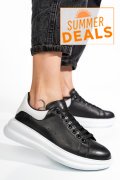 PANTOFI SPORT NEGRU ALB PIELE NATURALA 4S77421