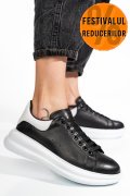 PANTOFI SPORT NEGRU ALB PIELE NATURALA 4S77421