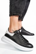 PANTOFI SPORT NEGRU ALB PIELE NATURALA 4S77421