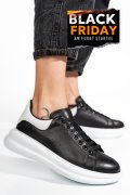 PANTOFI SPORT NEGRU ALB PIELE NATURALA 4S77421