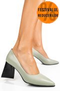 PANTOFI OLIVE TOC NEGRU PIELE NATURALA 5S77725