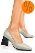 PANTOFI OLIVE TOC NEGRU PIELE NATURALA 5S77725