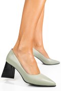 PANTOFI OLIVE TOC NEGRU PIELE NATURALA 5S77725