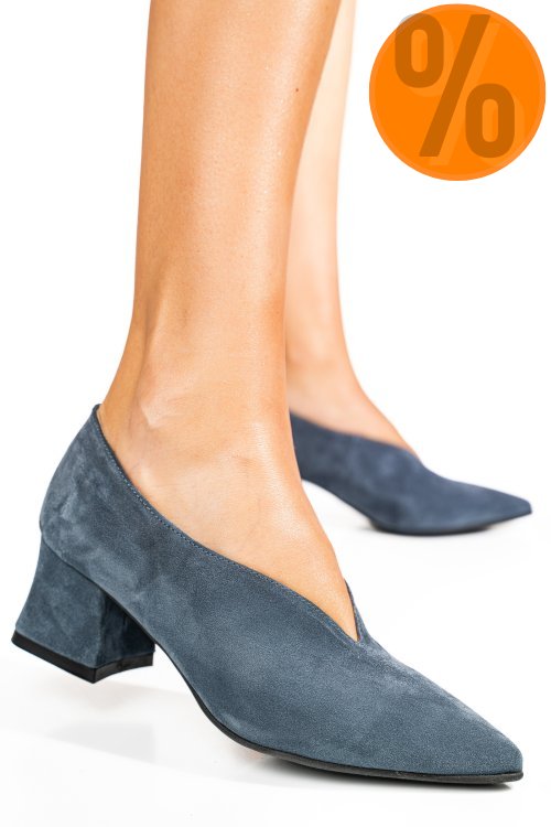 Pantofi albastri piele naturala intoarsa 1s77667