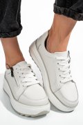 PANTOFI SPORT ALBI PIELE NATURALA TSP3092