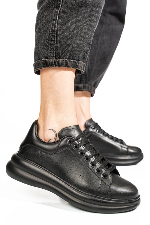Pantofi sport negri piele naturala 4s77421