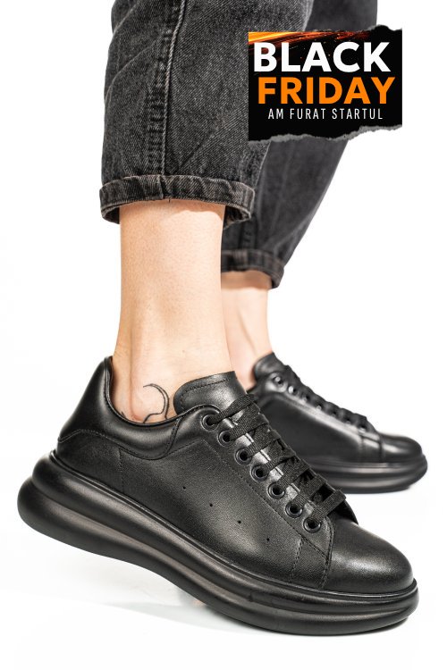 Pantofi sport negri piele naturala 4s77421