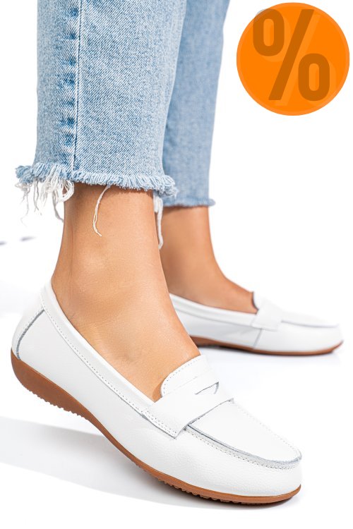 Mocasini albi piele naturala fsp003633