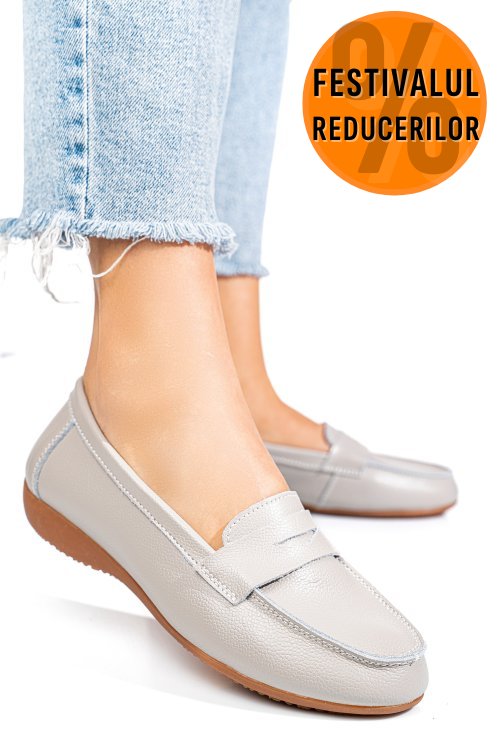Mocasini gri piele naturala fsp003633