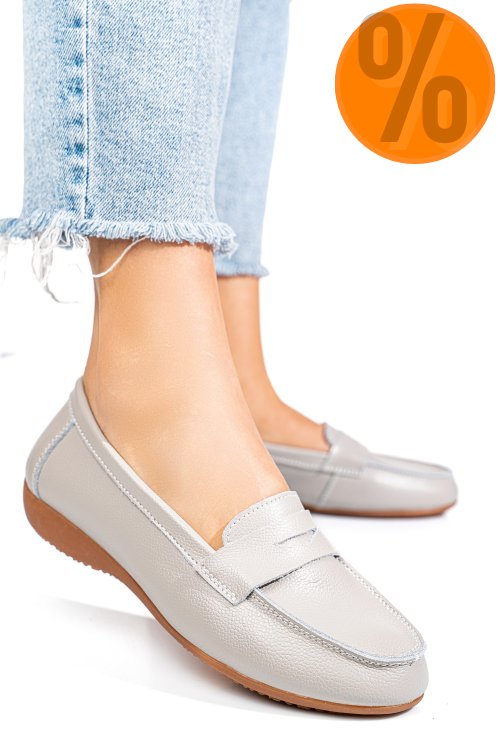 Mocasini gri piele naturala fsp003633