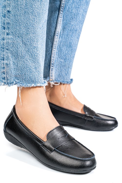 Mocasini negri piele naturala fsp003633