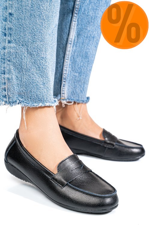 Mocasini negri piele naturala fsp003633
