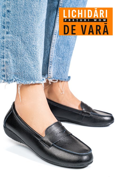 Mocasini negri piele naturala fsp003633