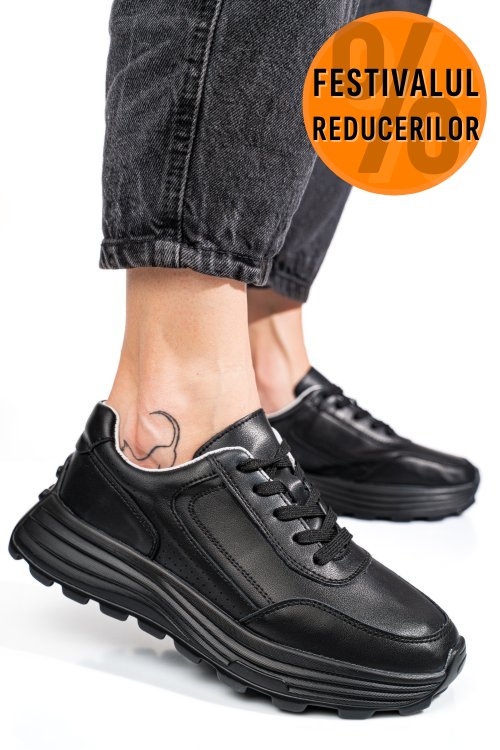 Pantofi sport black piele naturala fsp001-743