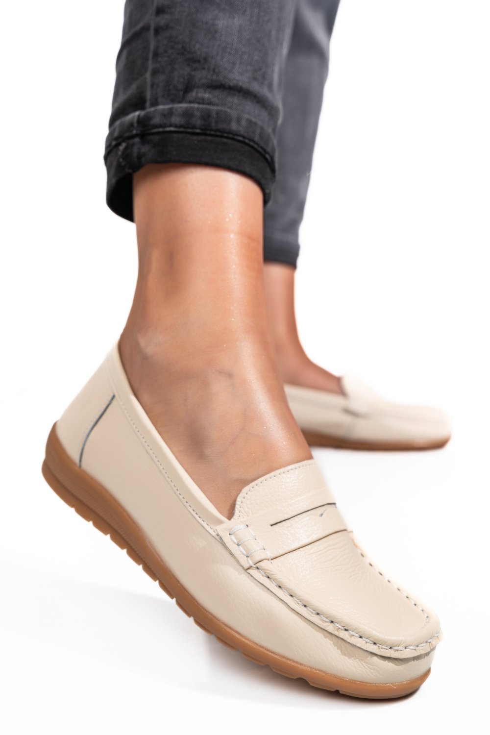 MOCASINI BEJ PIELE NATURALA FSPZ1803