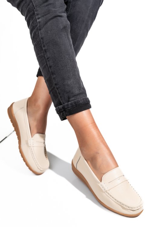 Mocasini bej piele naturala fspz1803