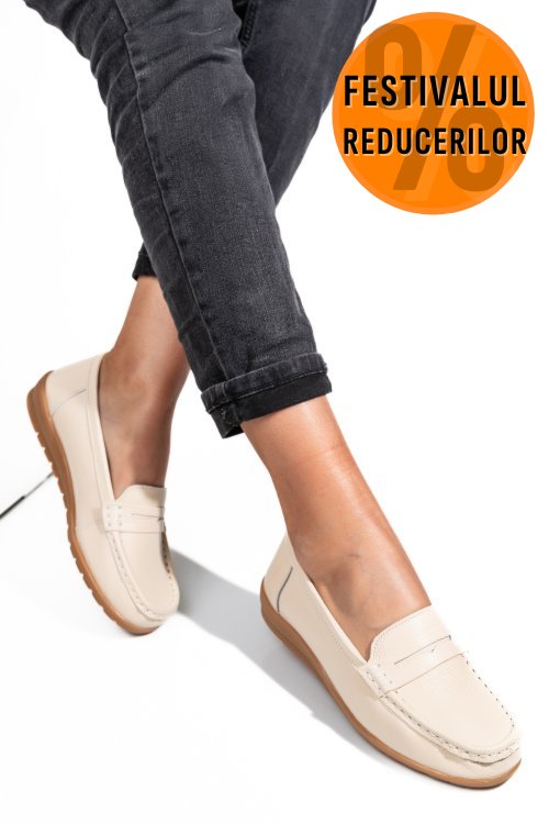 Mocasini bej piele naturala fspz1803