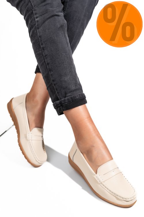 Mocasini bej piele naturala fspz1803