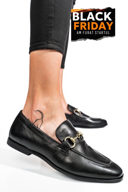 Mocasini negri piele naturala tima823