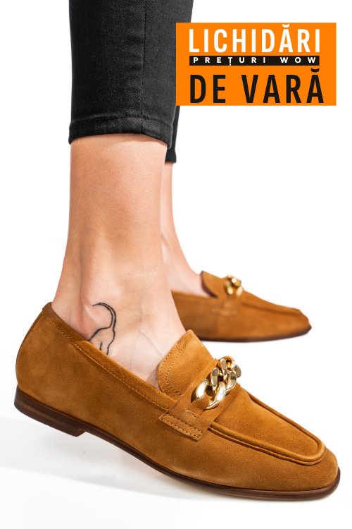 Mocasini maro piele naturala intoarsa tim-a185