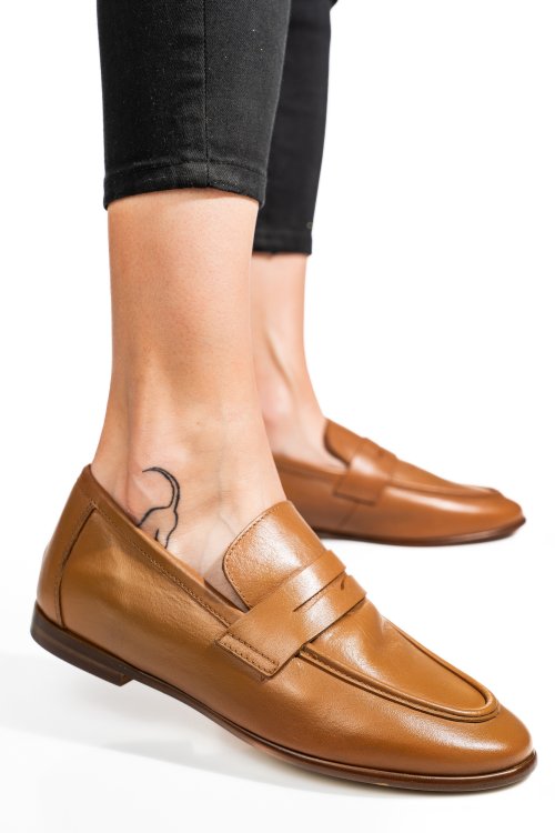 Mocasini maro piele naturala tim-a180
