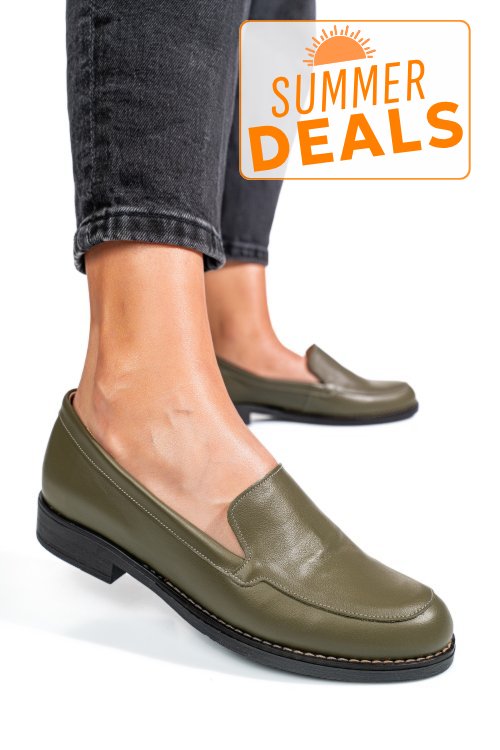 Mocasini olive piele naturala 1s77114