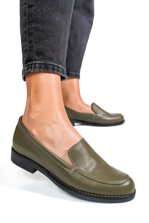 Mocasini olive piele naturala 1s77114