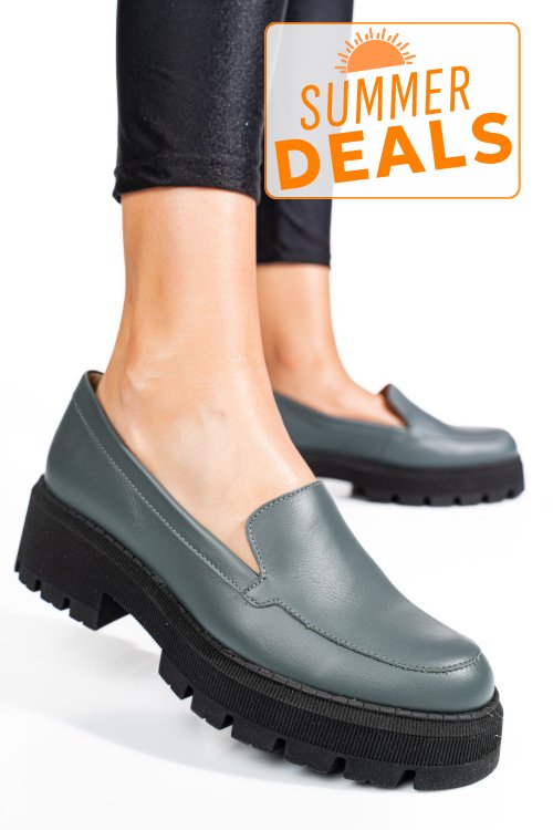 Mocasini gri piele naturala 2s7724