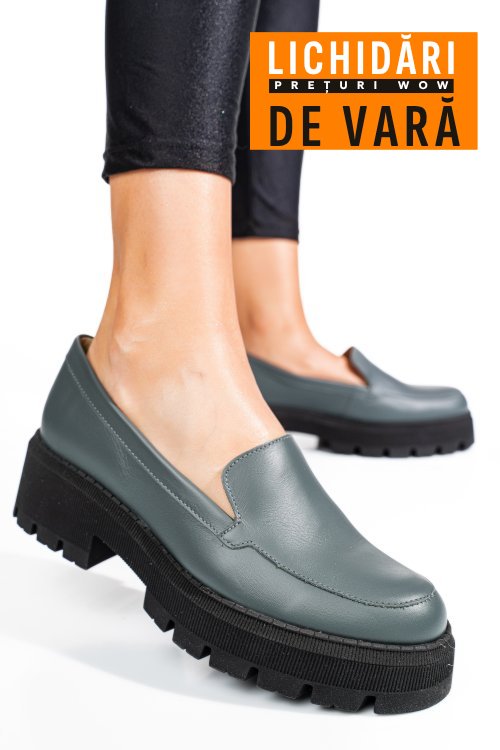 Mocasini gri piele naturala 2s7724