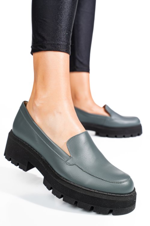 Mocasini gri piele naturala 2s7724