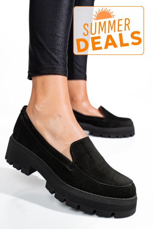 Mocasini negri piele naturala intoarsa 2s7724
