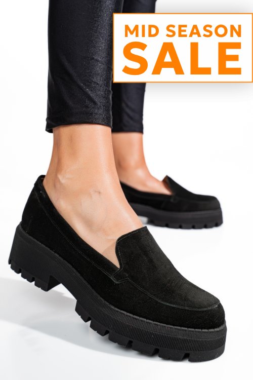 Mocasini negri piele naturala intoarsa 2s7724