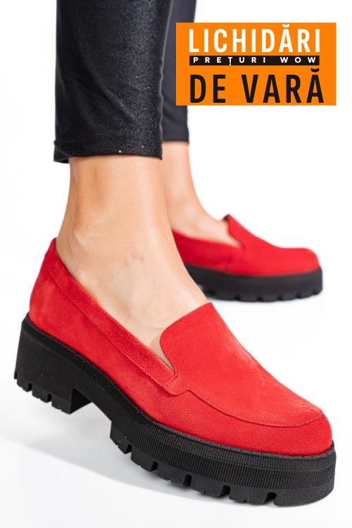 Mocasini rosii piele naturala intoarsa 2s7724
