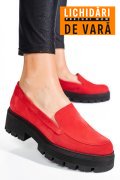 MOCASINI ROSII PIELE NATURALA INTOARSA 2S7724