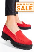 MOCASINI ROSII PIELE NATURALA INTOARSA 2S7724