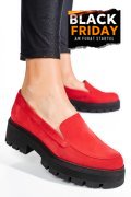 MOCASINI ROSII PIELE NATURALA INTOARSA 2S7724