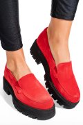 MOCASINI ROSII PIELE NATURALA INTOARSA 2S7724
