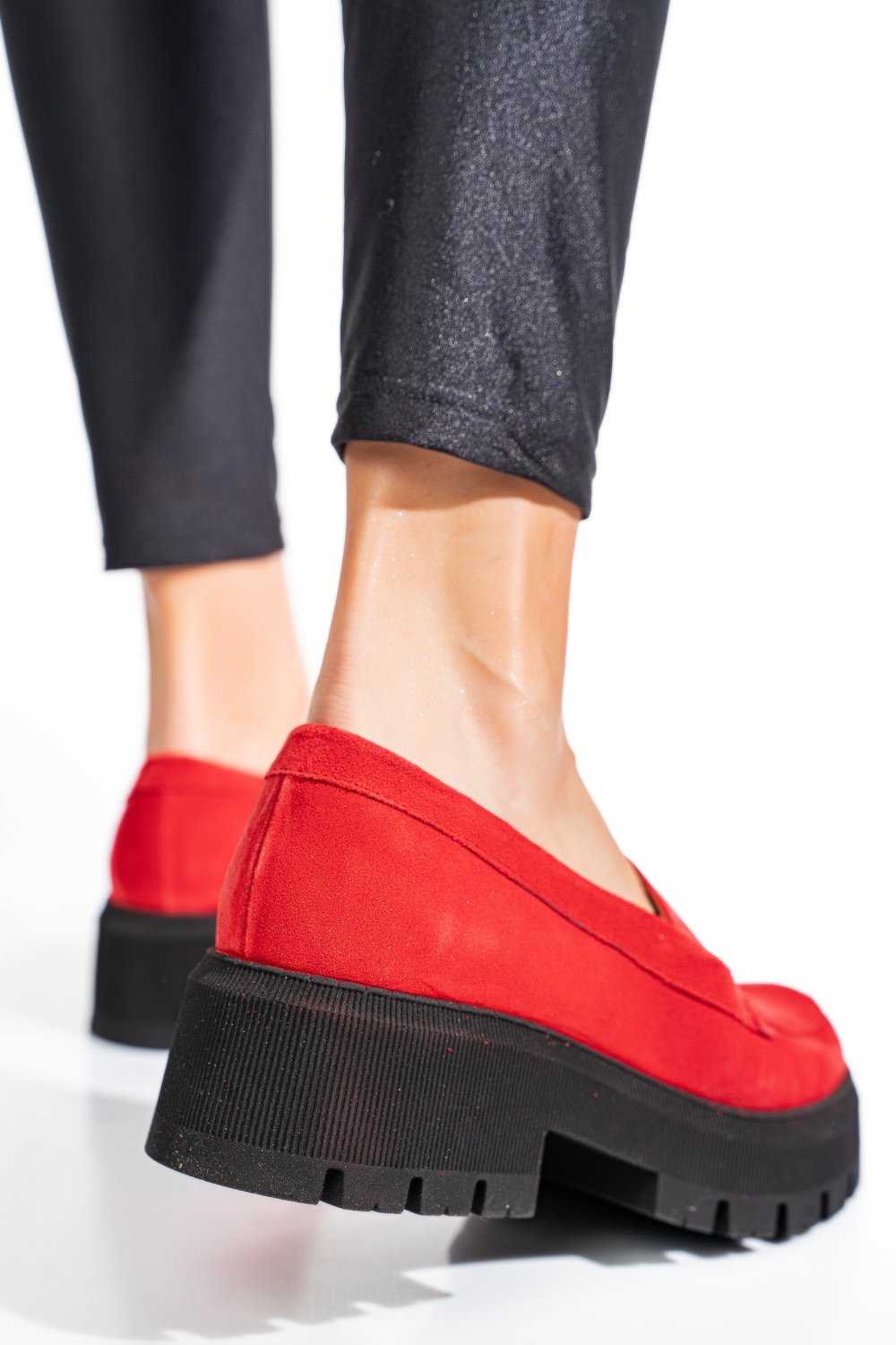 MOCASINI ROSII PIELE NATURALA INTOARSA 2S7724