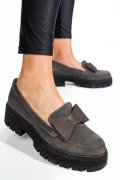 MOCASINI GRI PIELE NATURALA INTOARSA 2S77115