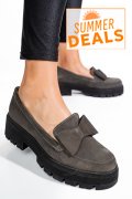 MOCASINI GRI PIELE NATURALA INTOARSA 2S77115