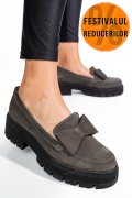 MOCASINI GRI PIELE NATURALA INTOARSA 2S77115