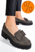 MOCASINI GRI PIELE NATURALA INTOARSA 2S77115
