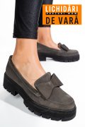 MOCASINI GRI PIELE NATURALA INTOARSA 2S77115
