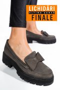 MOCASINI GRI PIELE NATURALA INTOARSA 2S77115