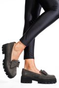 MOCASINI GRI PIELE NATURALA INTOARSA 2S77115